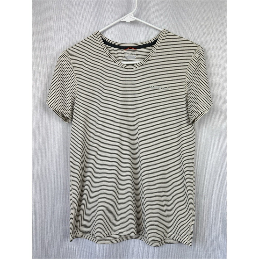Merrell T-Shirts Women's S White Gray Stripe Short Sleeve Casual Comfort Hiking